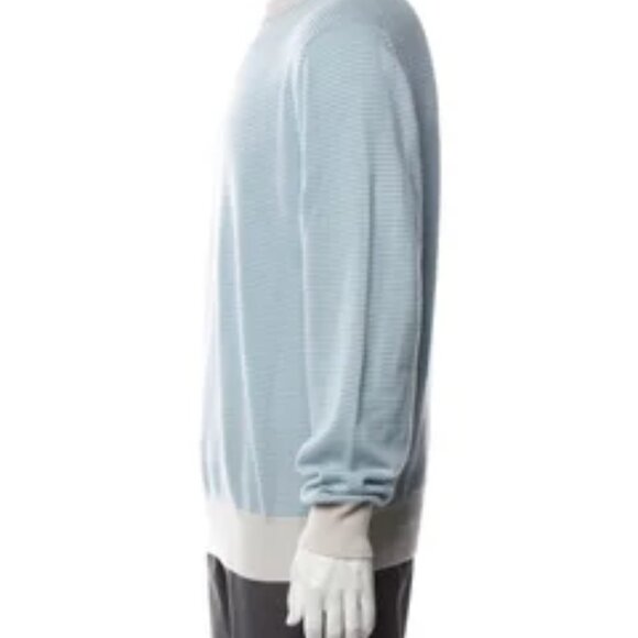 Loro Piana (Made in Italy) Cashmere Light Blue Pattern Sweater - Picture 2 of 3